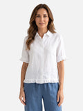 Chemise Femme en Lin Manches Courtes à Volants