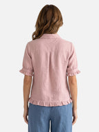 Chemise Femme en Lin Manches Courtes à Volants