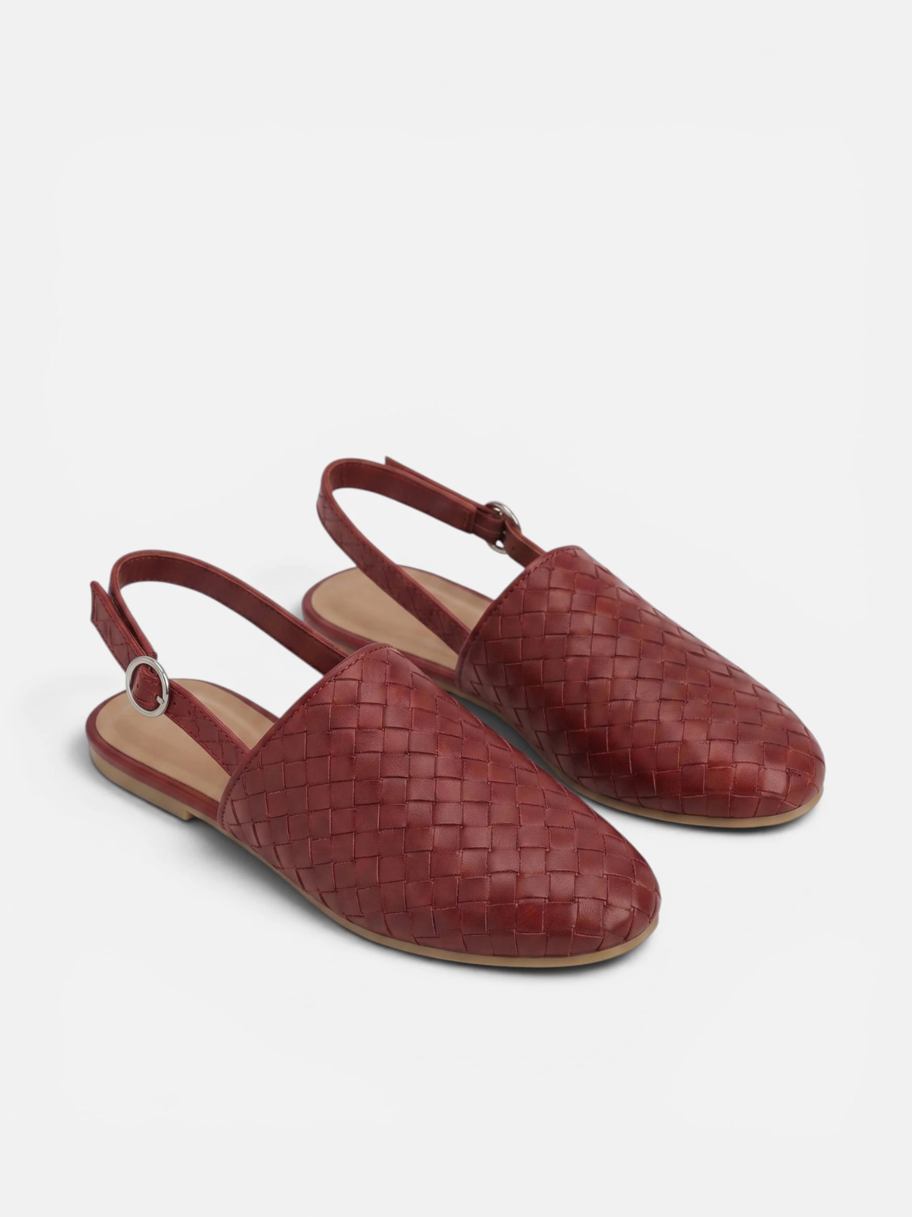 Chaussures Femme Slingback Plates Tressées Bout Pointu