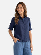 Chemise Femme en Lin Manches Courtes à Volants