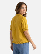Chemise Femme en Lin Manches Courtes à Volants
