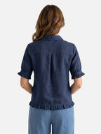 Chemise Femme en Lin Manches Courtes à Volants