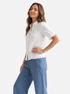 Chemise Femme en Lin Manches Courtes à Volants