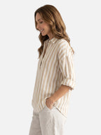 Chemise Femme Rayée Manches Longues à Col Classique