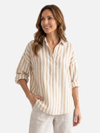 Chemise Femme Rayée Manches Longues à Col Classique