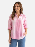 Chemise Femme Rayée Manches Longues à Col Classique