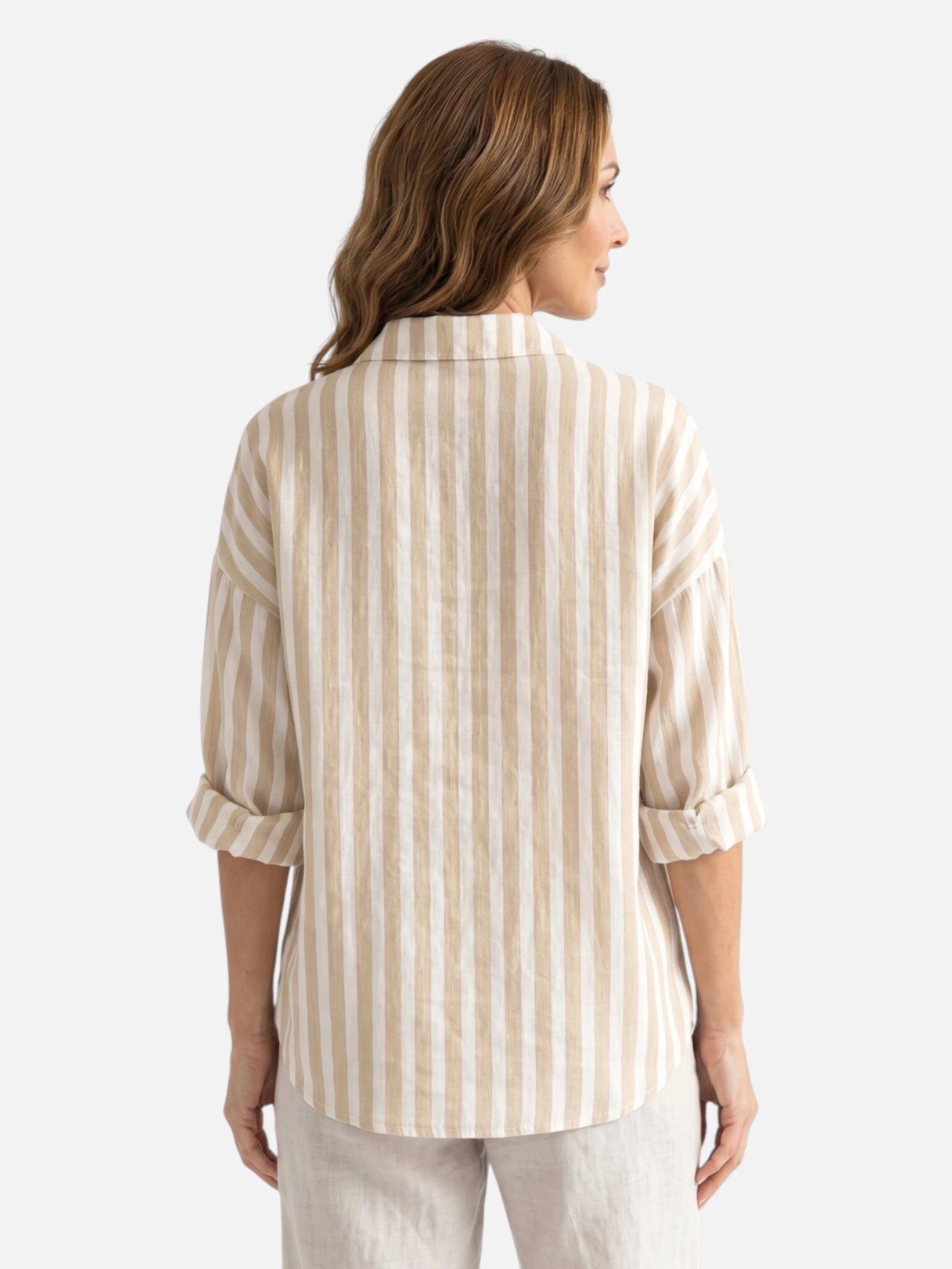 Chemise Femme Rayée Manches Longues à Col Classique