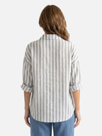 Chemise Femme Rayée Manches Longues à Col Classique