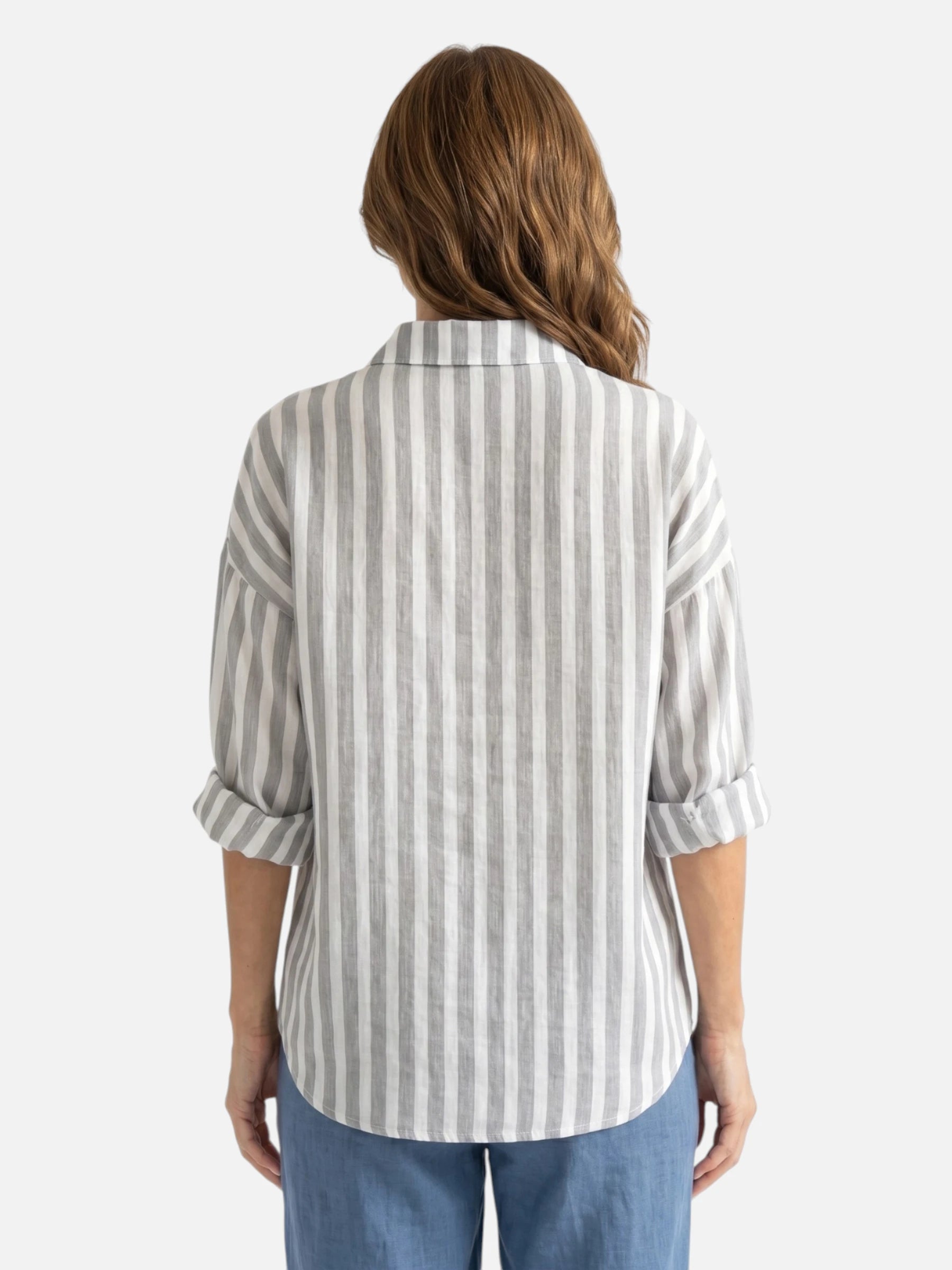Chemise Femme Rayée Manches Longues à Col Classique