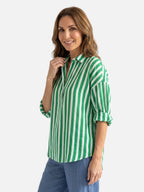 Chemise Femme Rayée Manches Longues à Col Classique