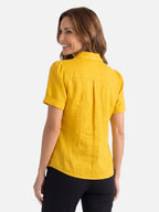 Chemise Femme en Lin Plissée Manches Courtes