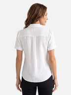 Chemise Femme en Lin Plissée Manches Courtes