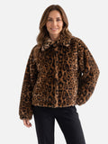 Veste Femme en Fausse Fourrure Imprimé Léopard
