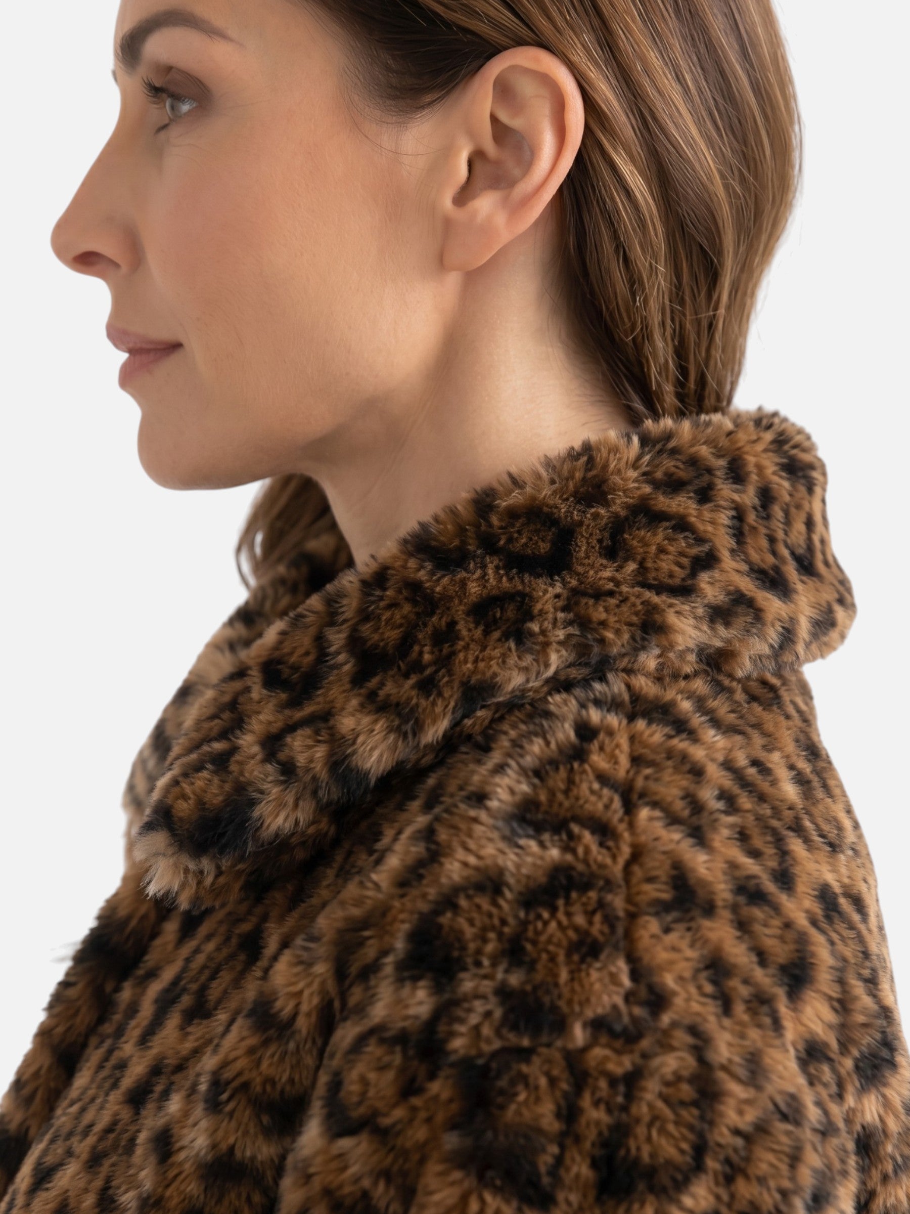 Veste Femme en Fausse Fourrure Imprimé Léopard