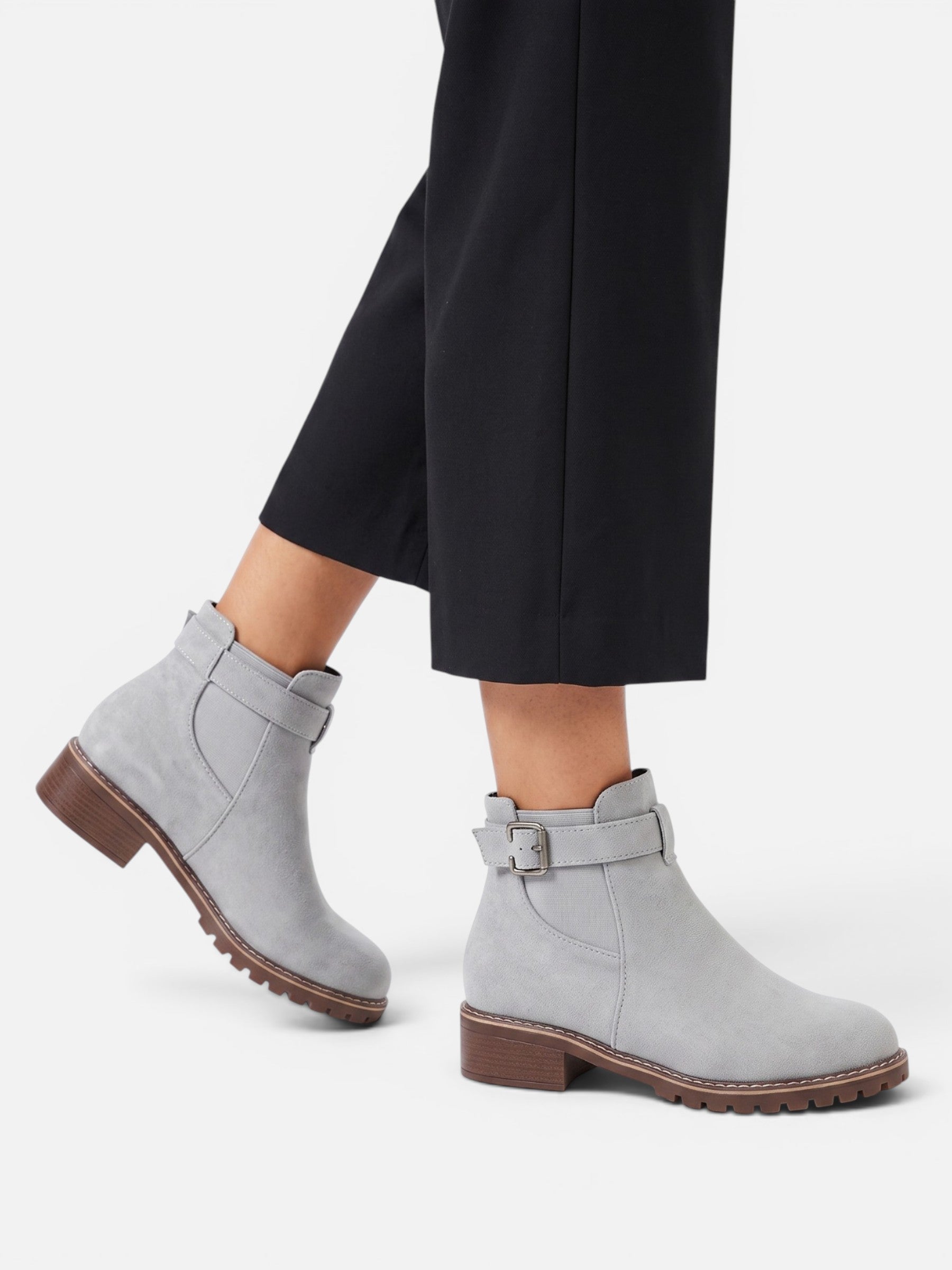 Bottines Femme Chelsea en Daim Semelle Épaisse Boucle
