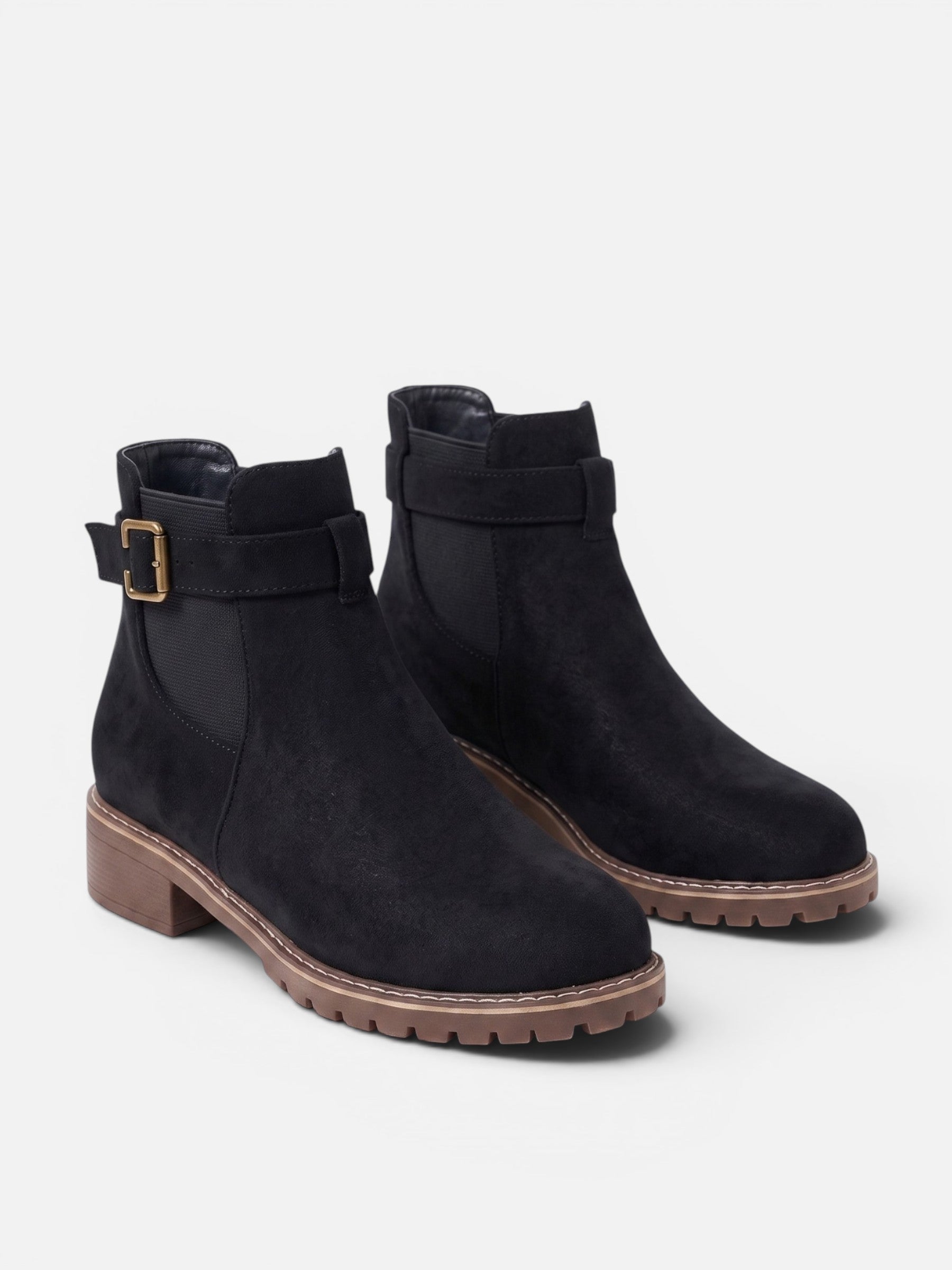 Bottines Femme Chelsea en Daim Semelle Épaisse Boucle