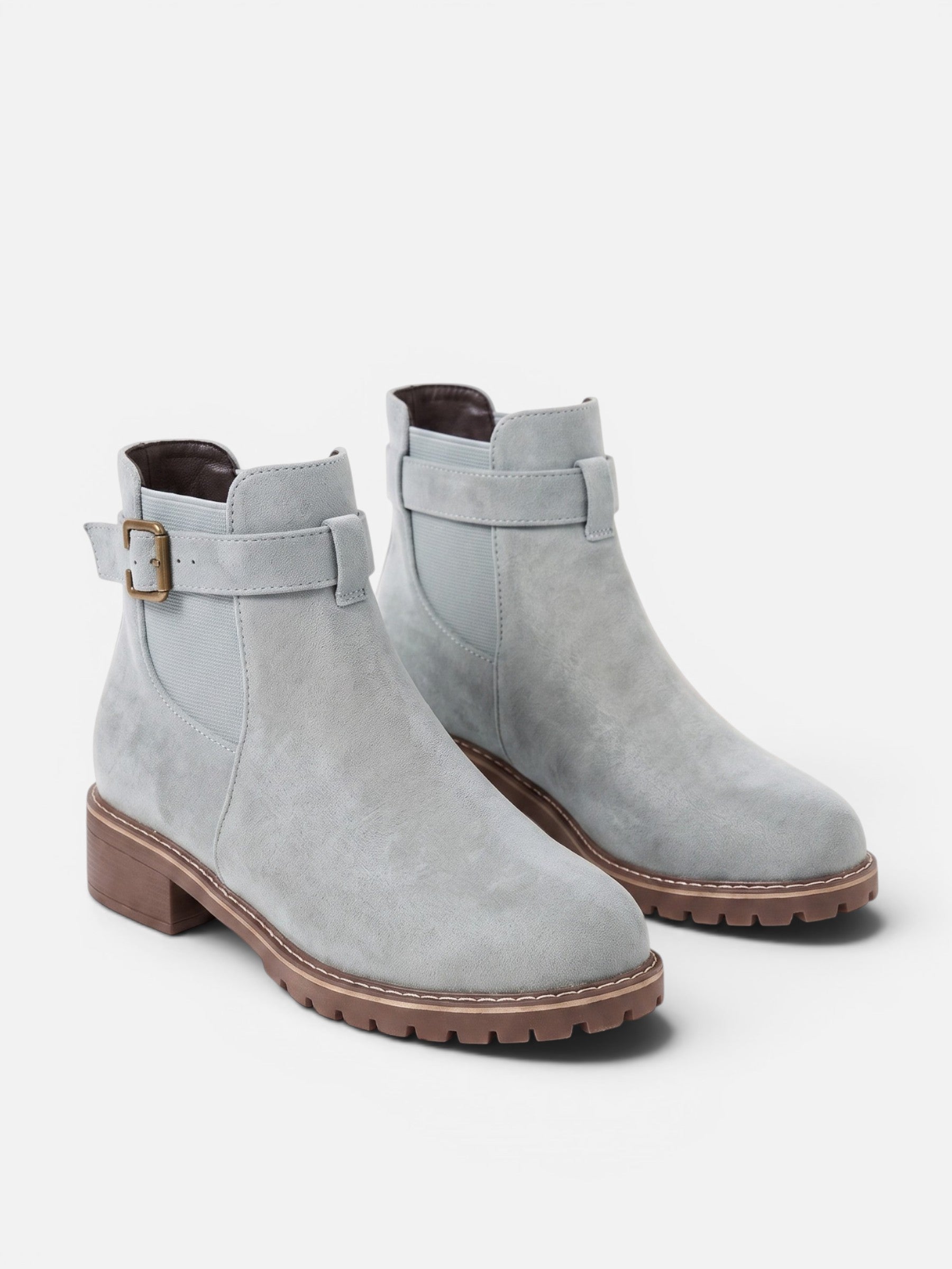 Bottines Femme Chelsea en Daim Semelle Épaisse Boucle