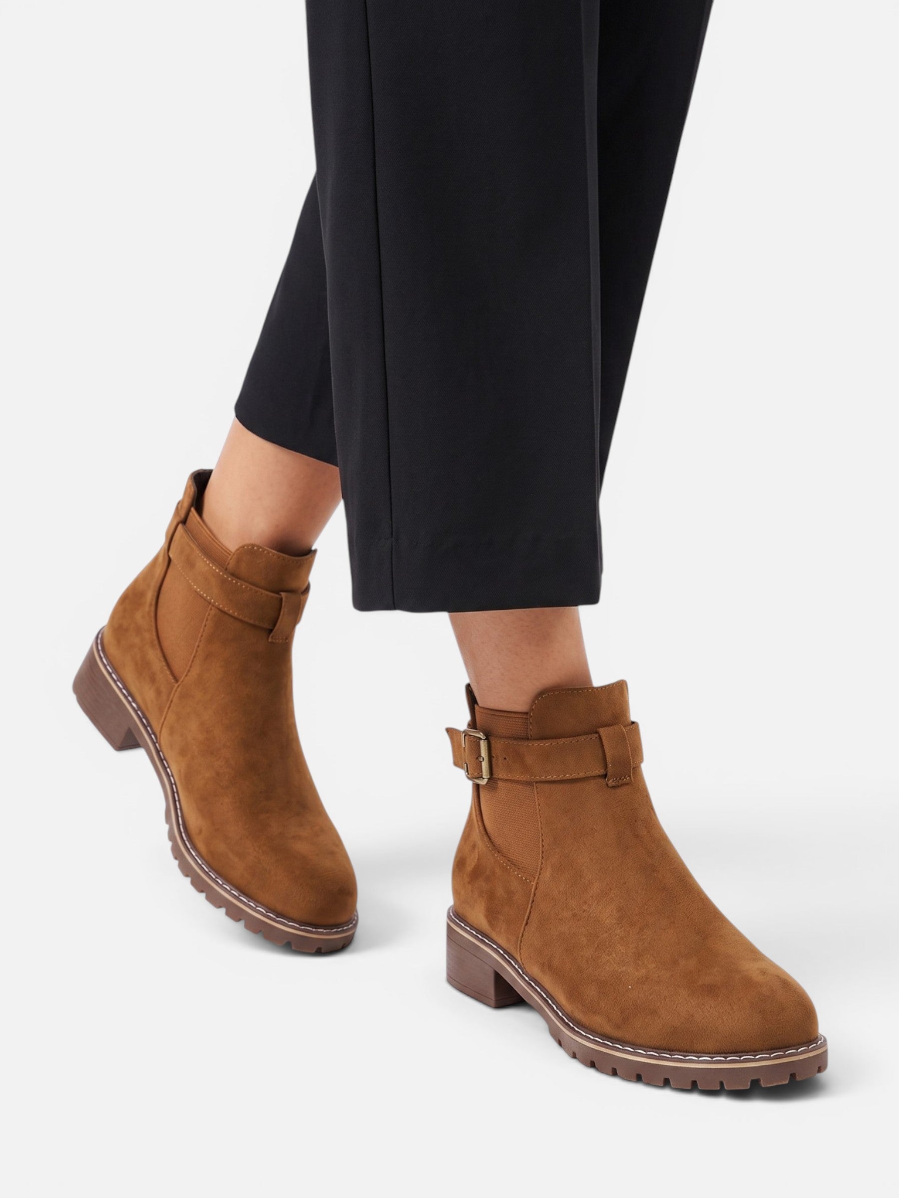 Bottines Femme Chelsea en Daim Semelle Épaisse Boucle