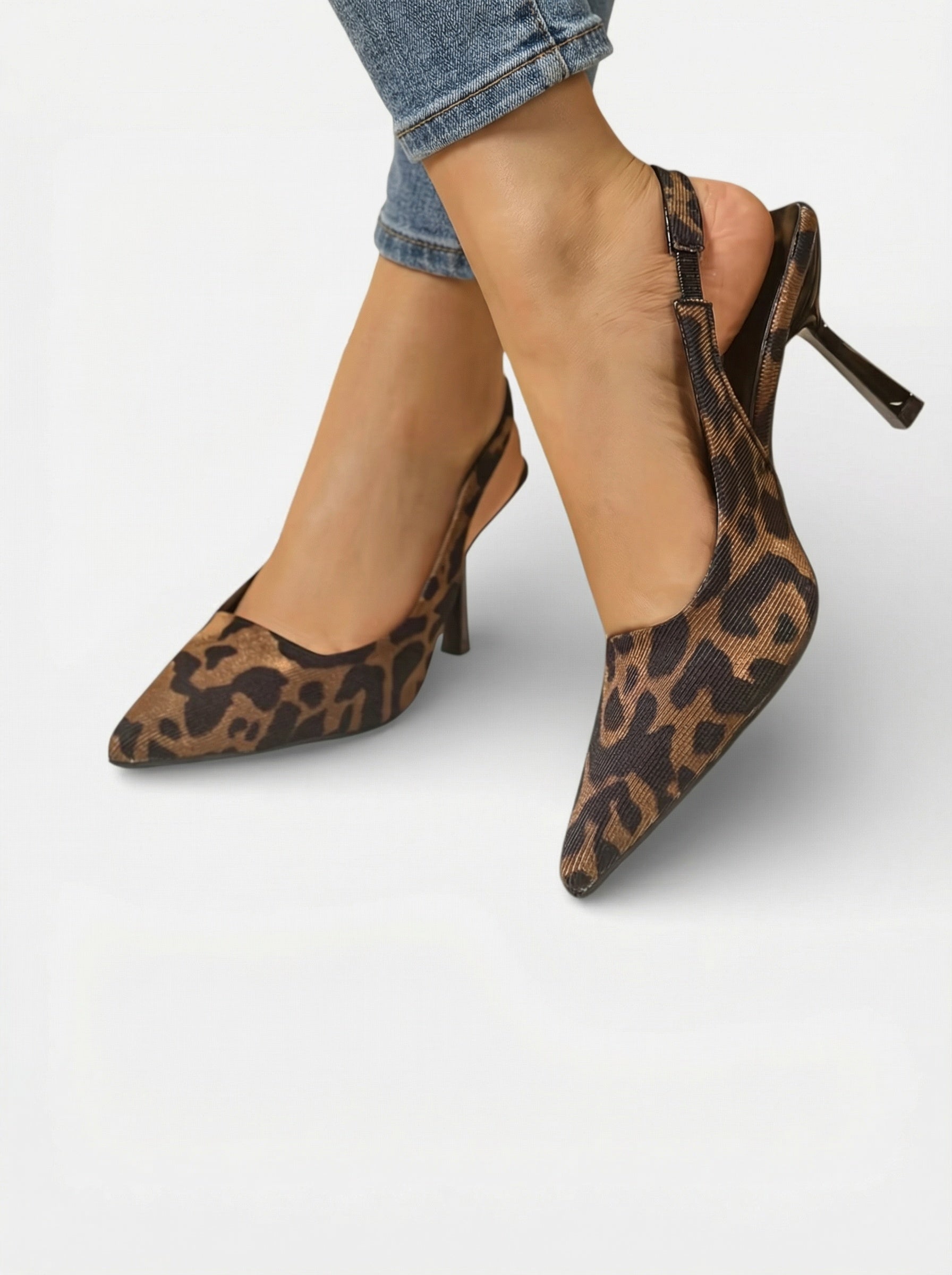 Escarpins léopard à bride arrière bout pointu pour femme