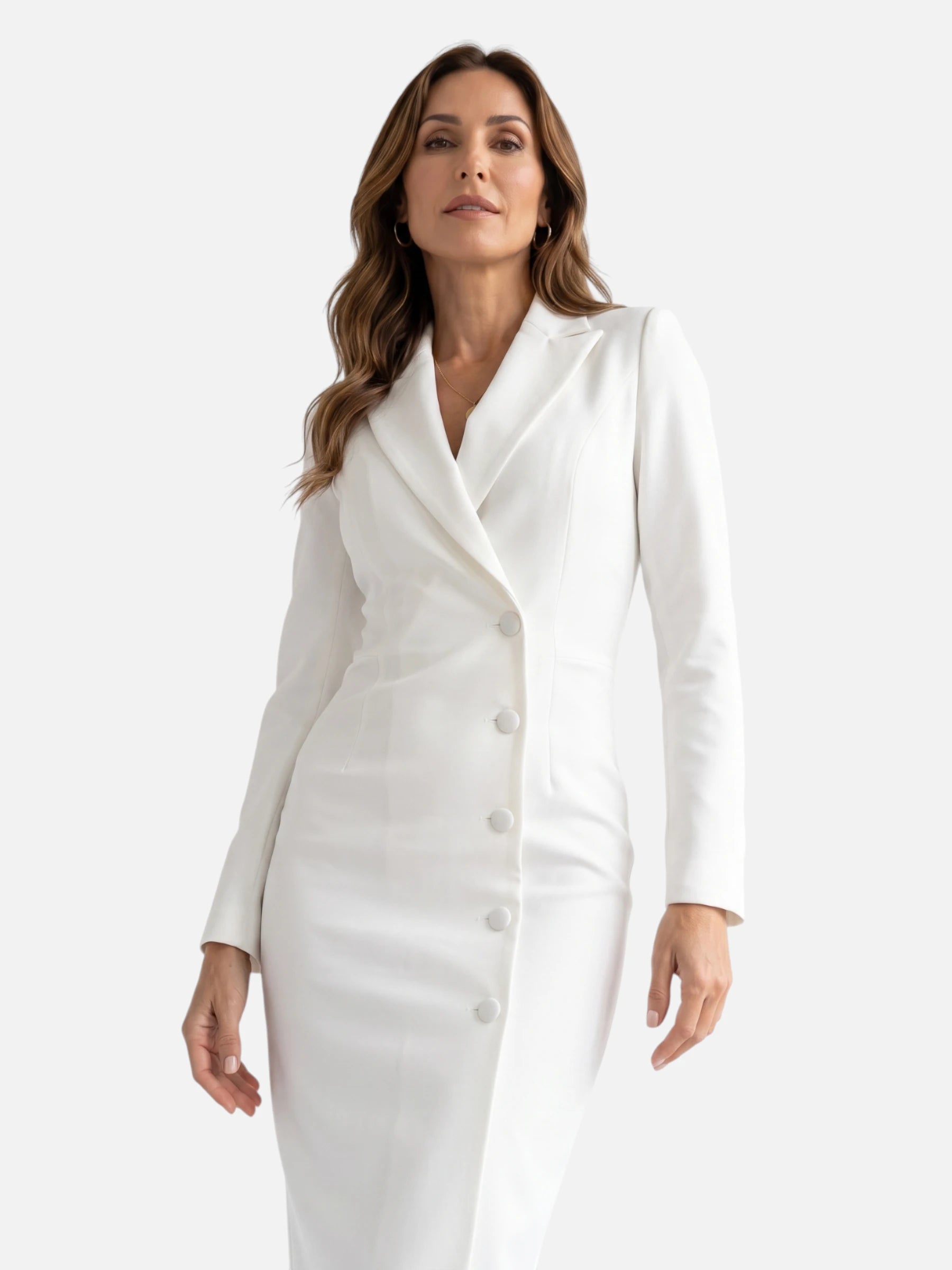 Robe Blazer Femme Boutonnée Mi-Longue