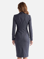 Robe Blazer Femme Boutonnée Mi-Longue