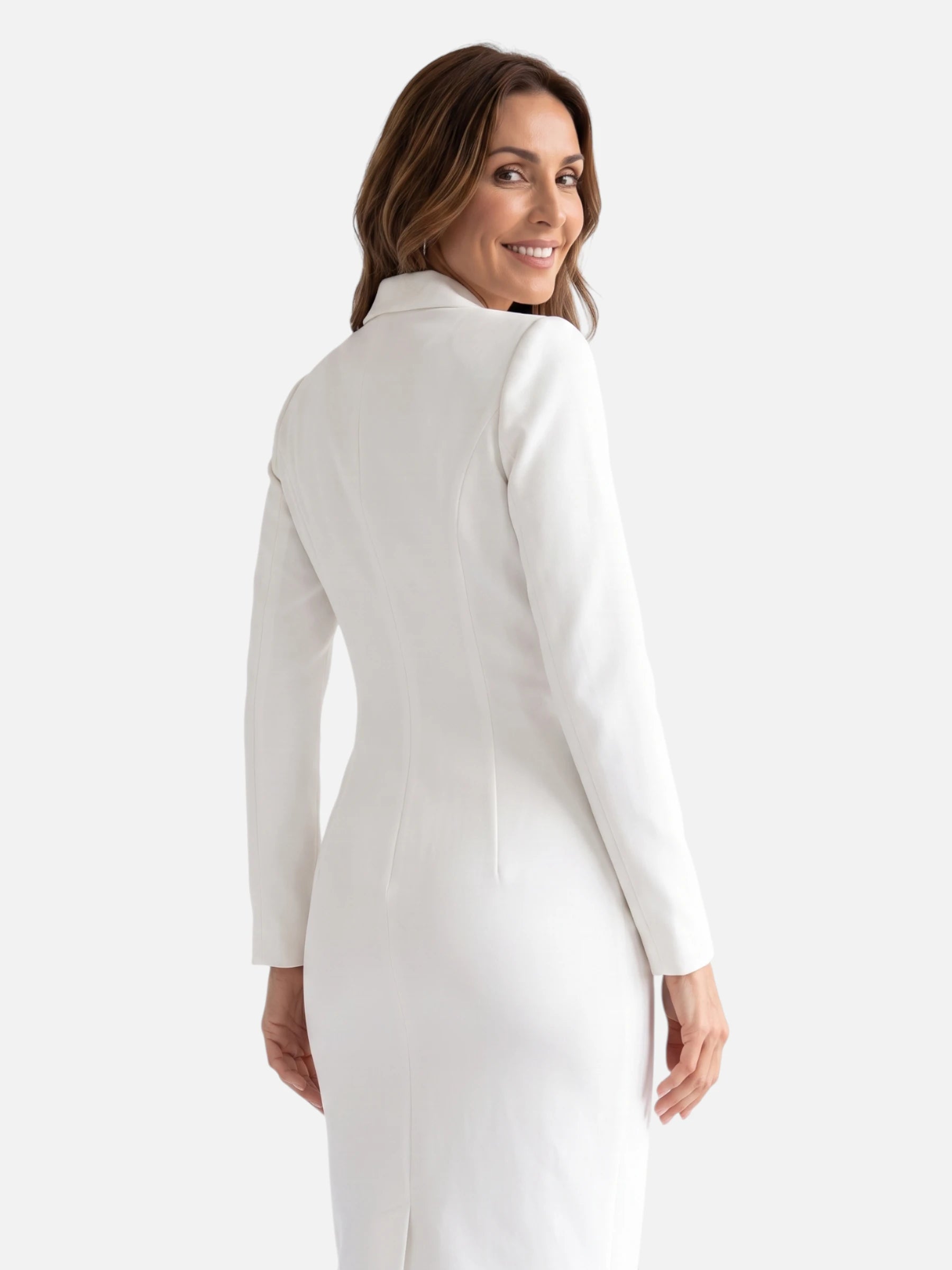 Robe Blazer Femme Boutonnée Mi-Longue