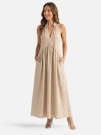 Robe Longue Femme Col Halter Dos Dégagé