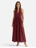 Robe Longue Femme Col Halter Dos Dégagé