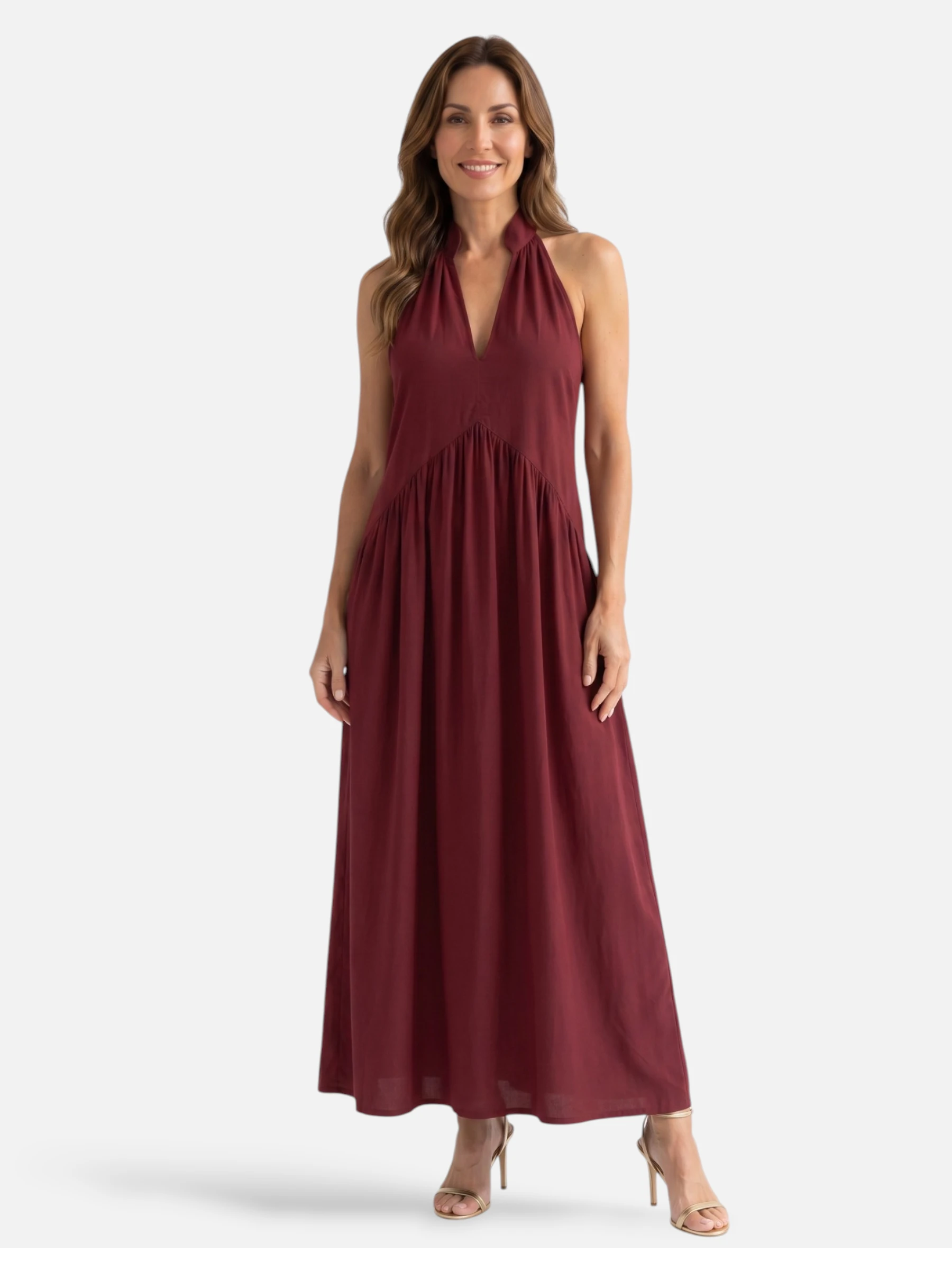 Robe Longue Femme Col Halter Dos Dégagé