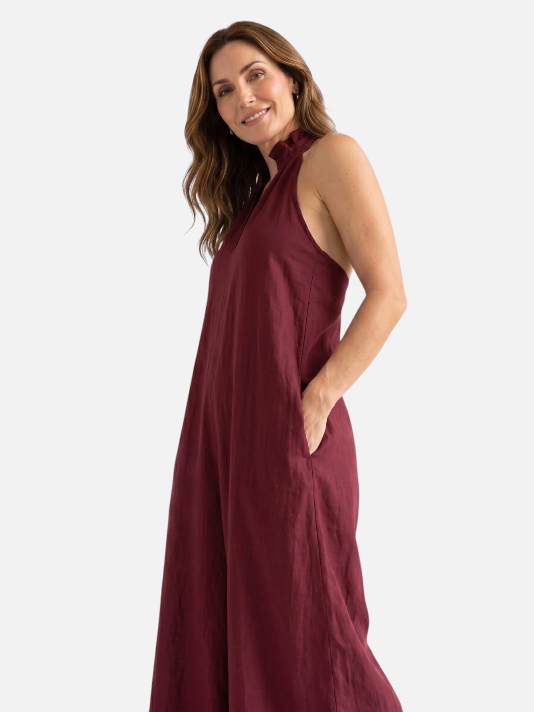 Robe Longue Femme Col Halter Dos Dégagé