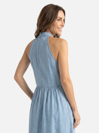 Robe Longue Femme Col Halter Dos Dégagé