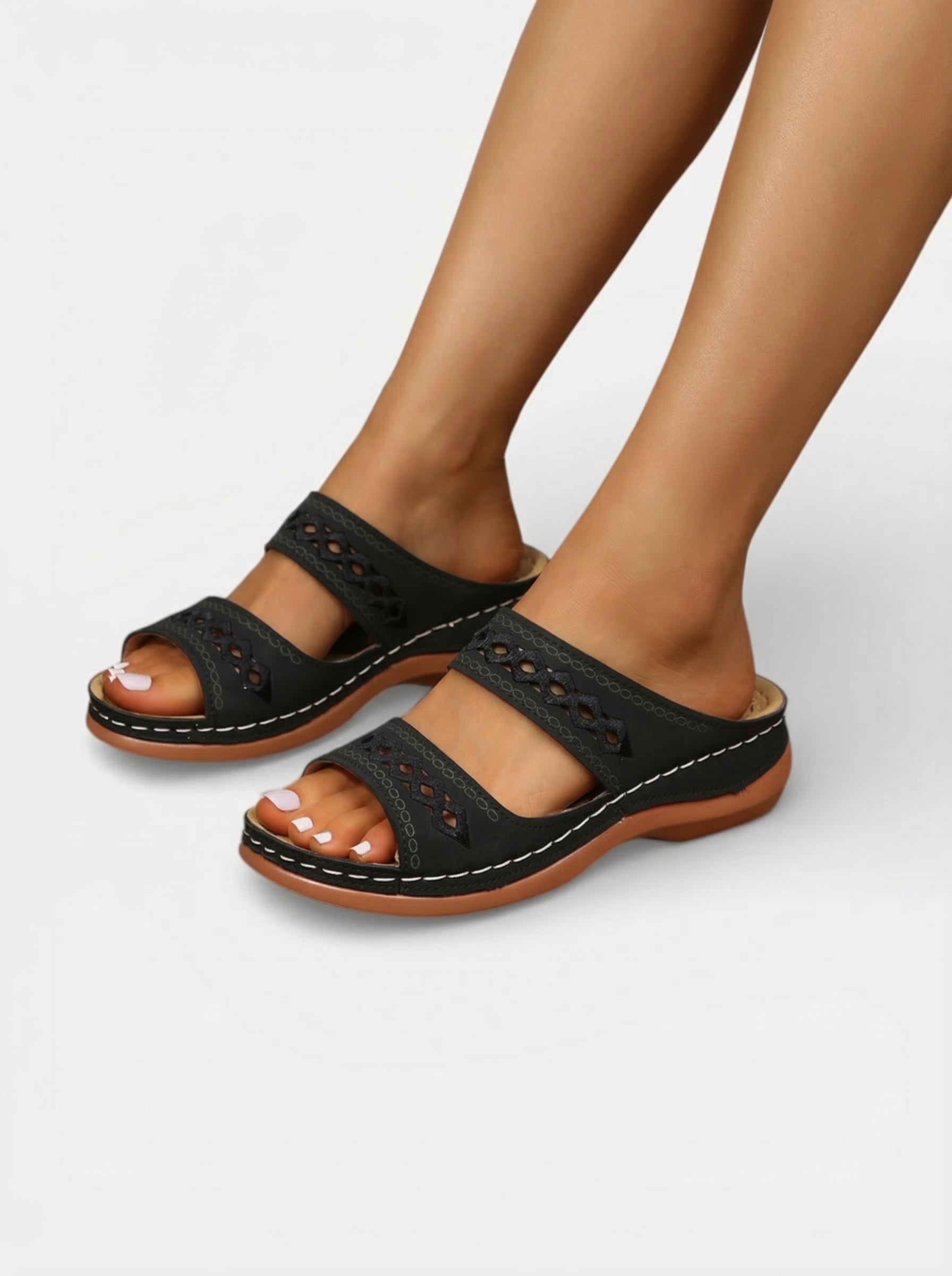 Women's summer double-strap sandals with openwork pattern