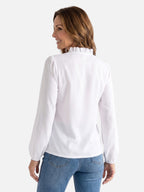 Blouse Femme Col Volanté Manches Longues