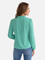Blouse Femme Col Volanté Manches Longues