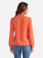 Blouse Femme Col Volanté Manches Longues