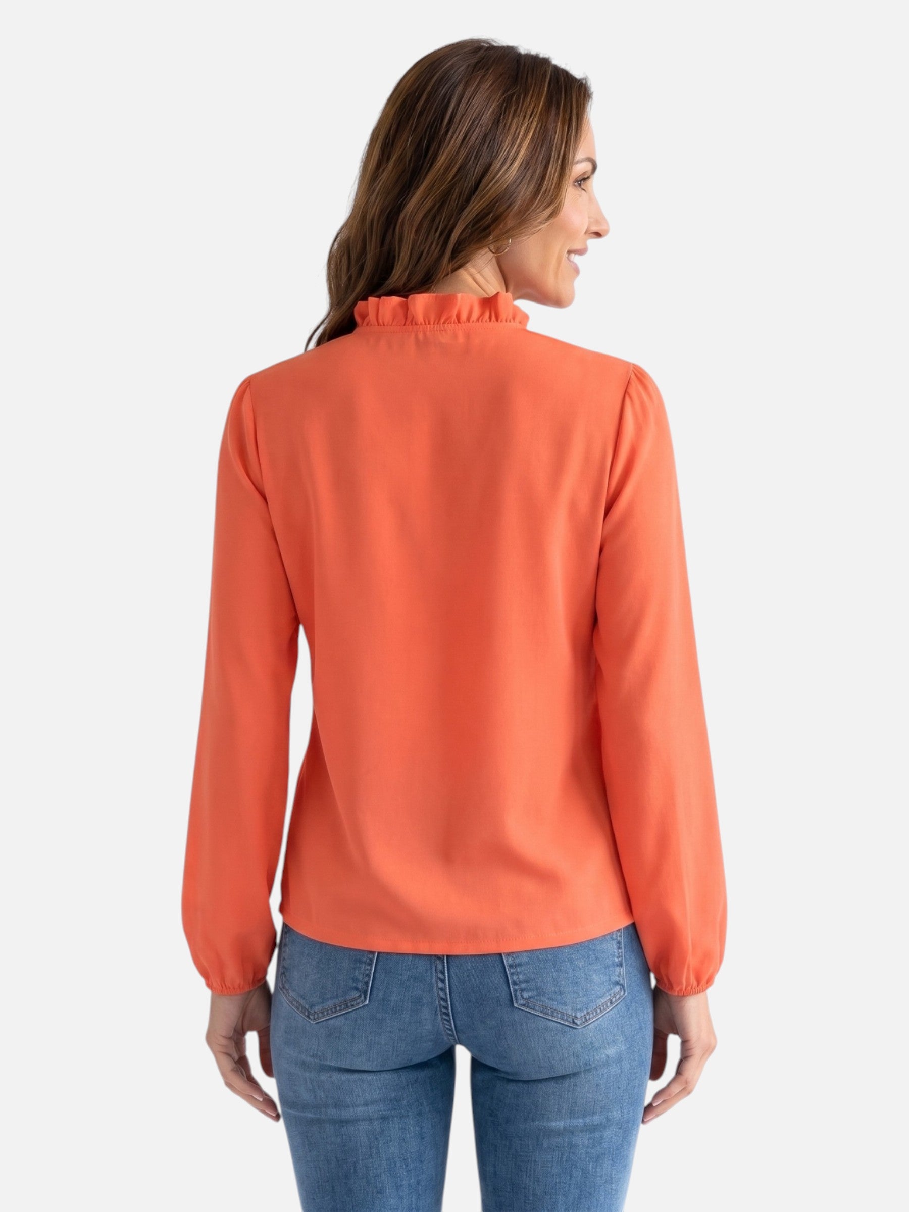 Blouse Femme Col Volanté Manches Longues