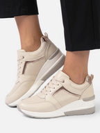 Baskets Compensées Femme Semelle Épaisse Lacets