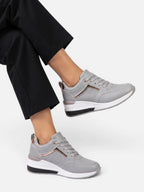 Baskets Compensées Femme Semelle Épaisse Lacets