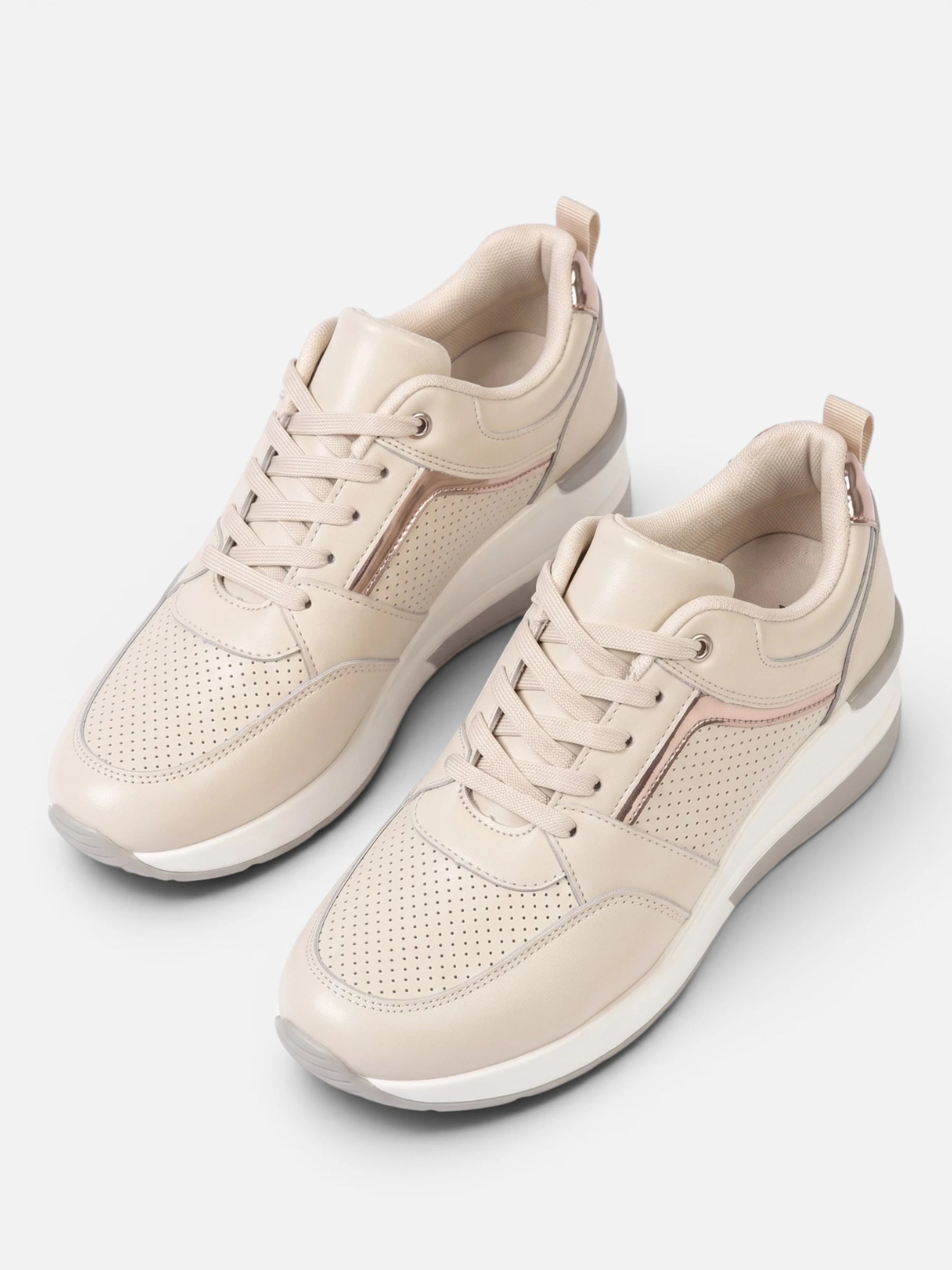 Baskets Compensées Femme Semelle Épaisse Lacets