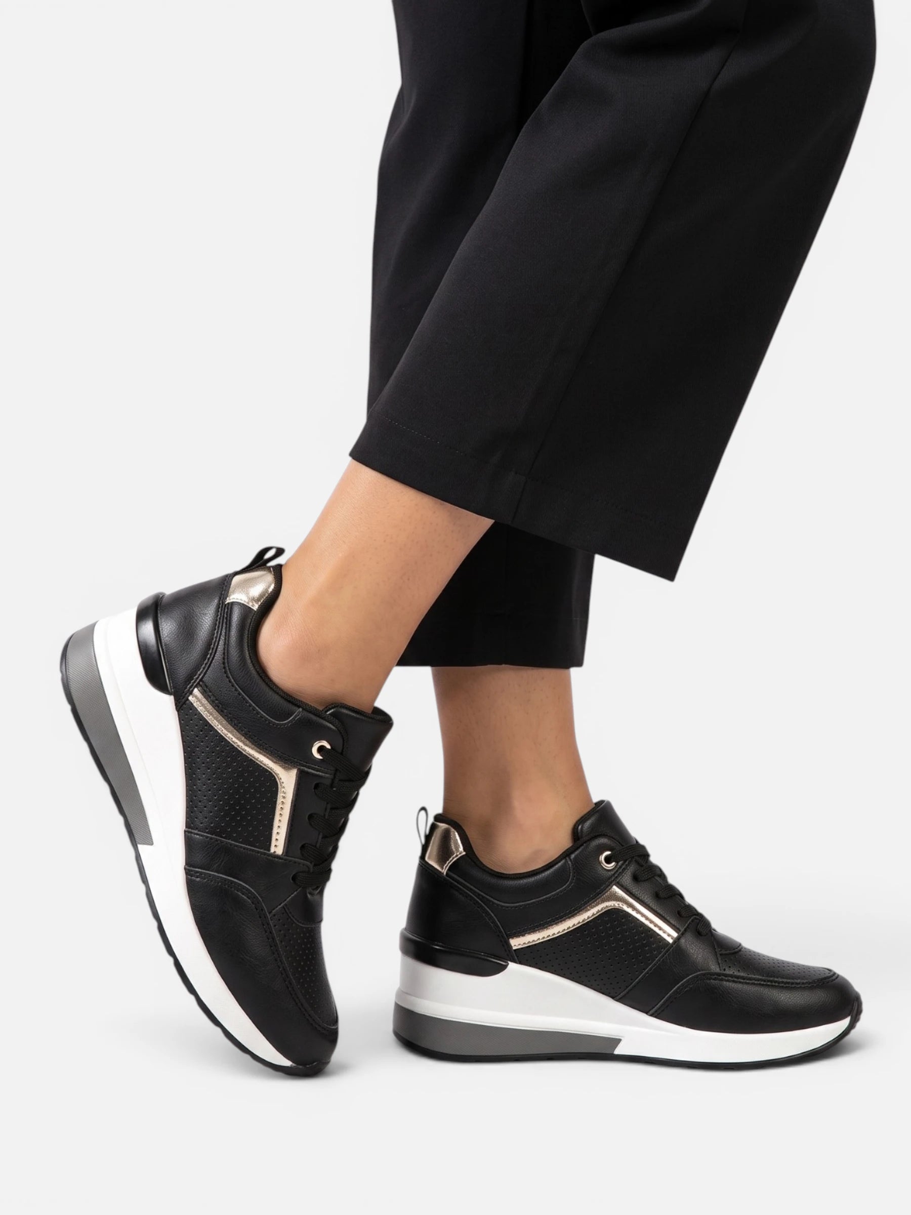 Baskets Compensées Femme Semelle Épaisse Lacets