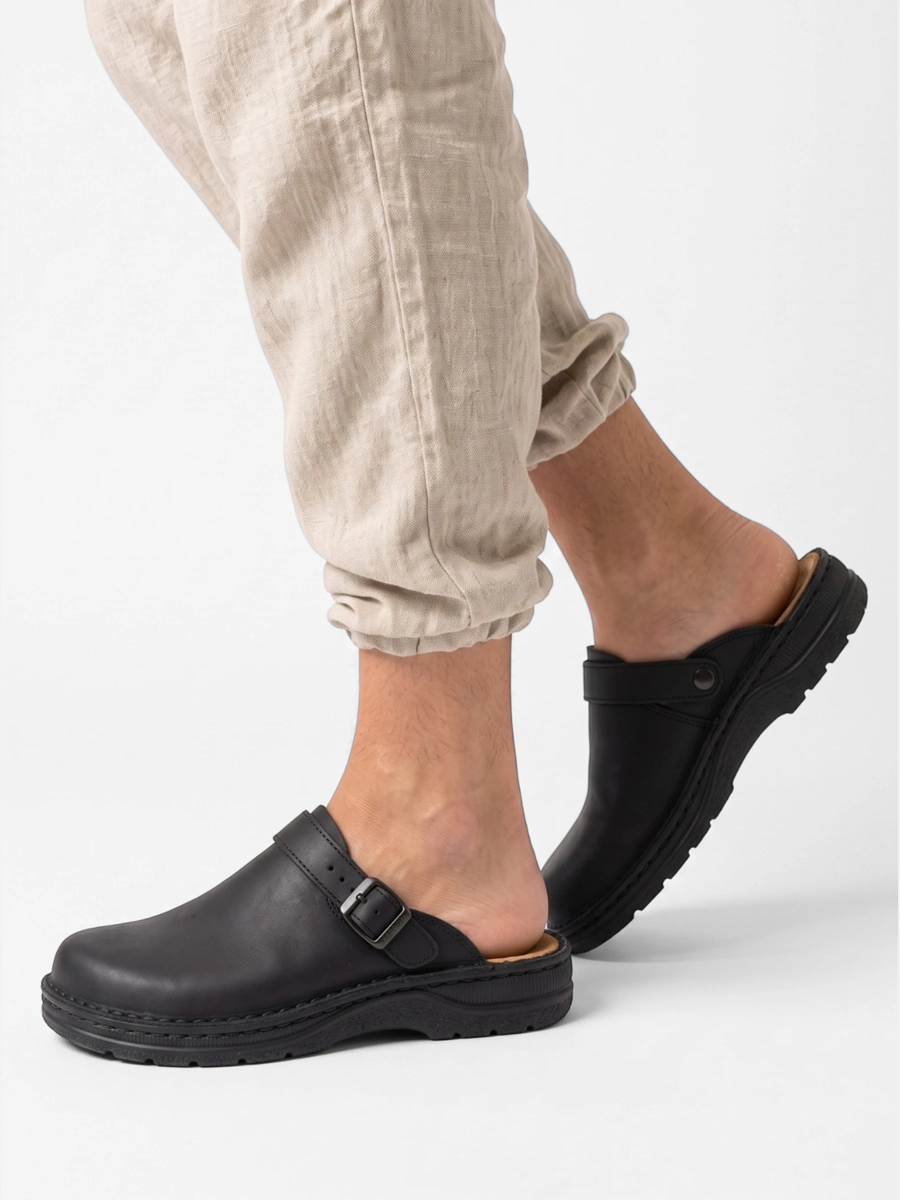 Sabots Homme Cuir à Boucle