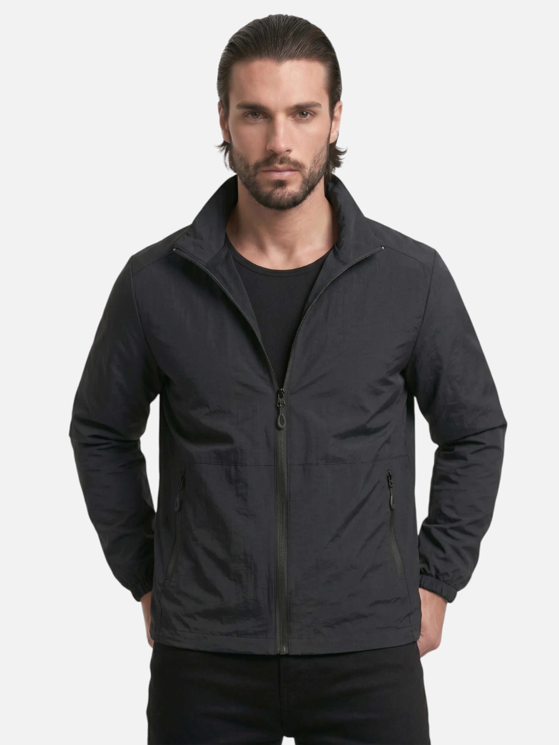 Veste légère homme coupe-vent et respirante à fermeture zippée