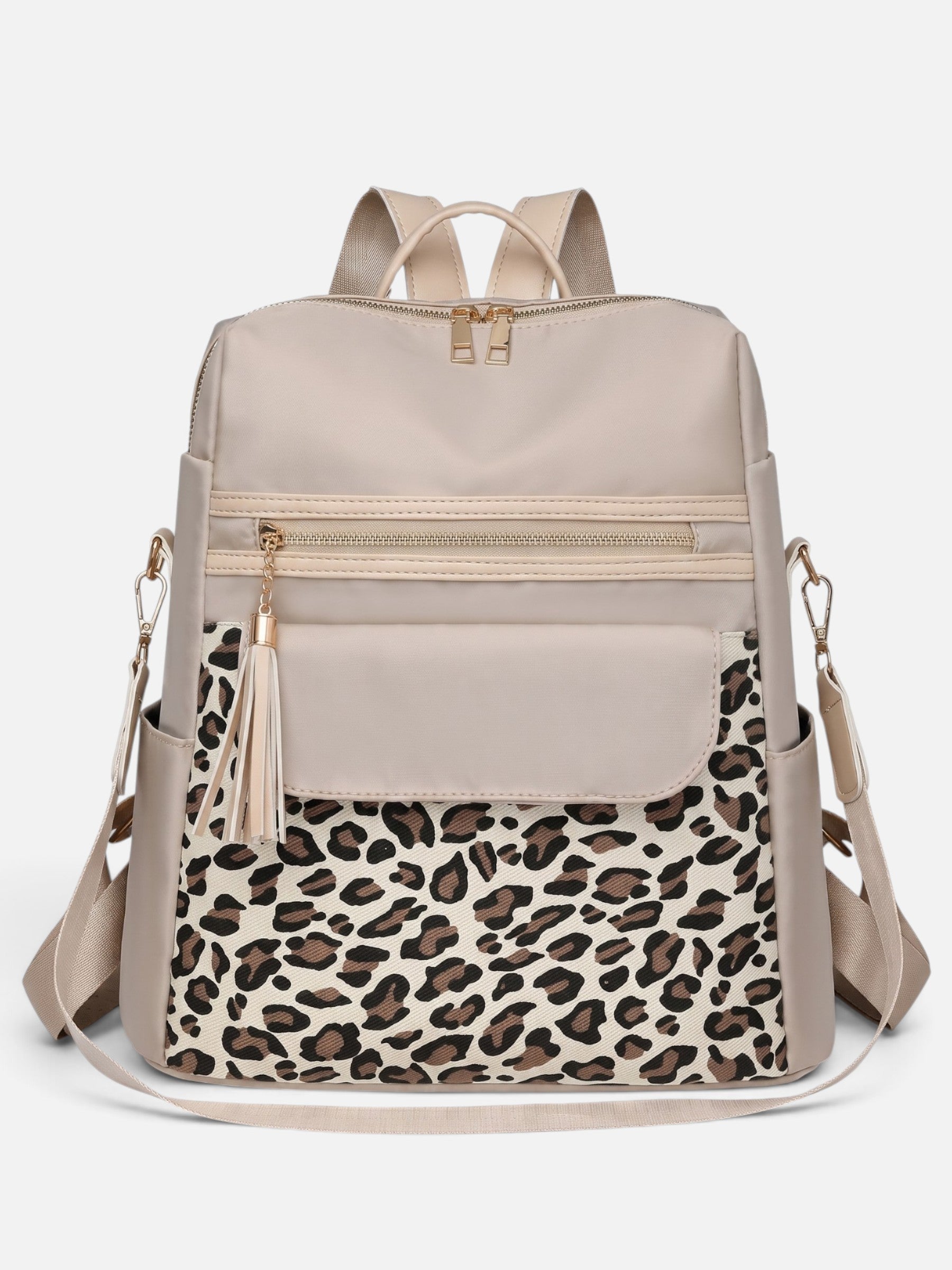Sac à Dos Femme Imprimé Léopard à Pompon