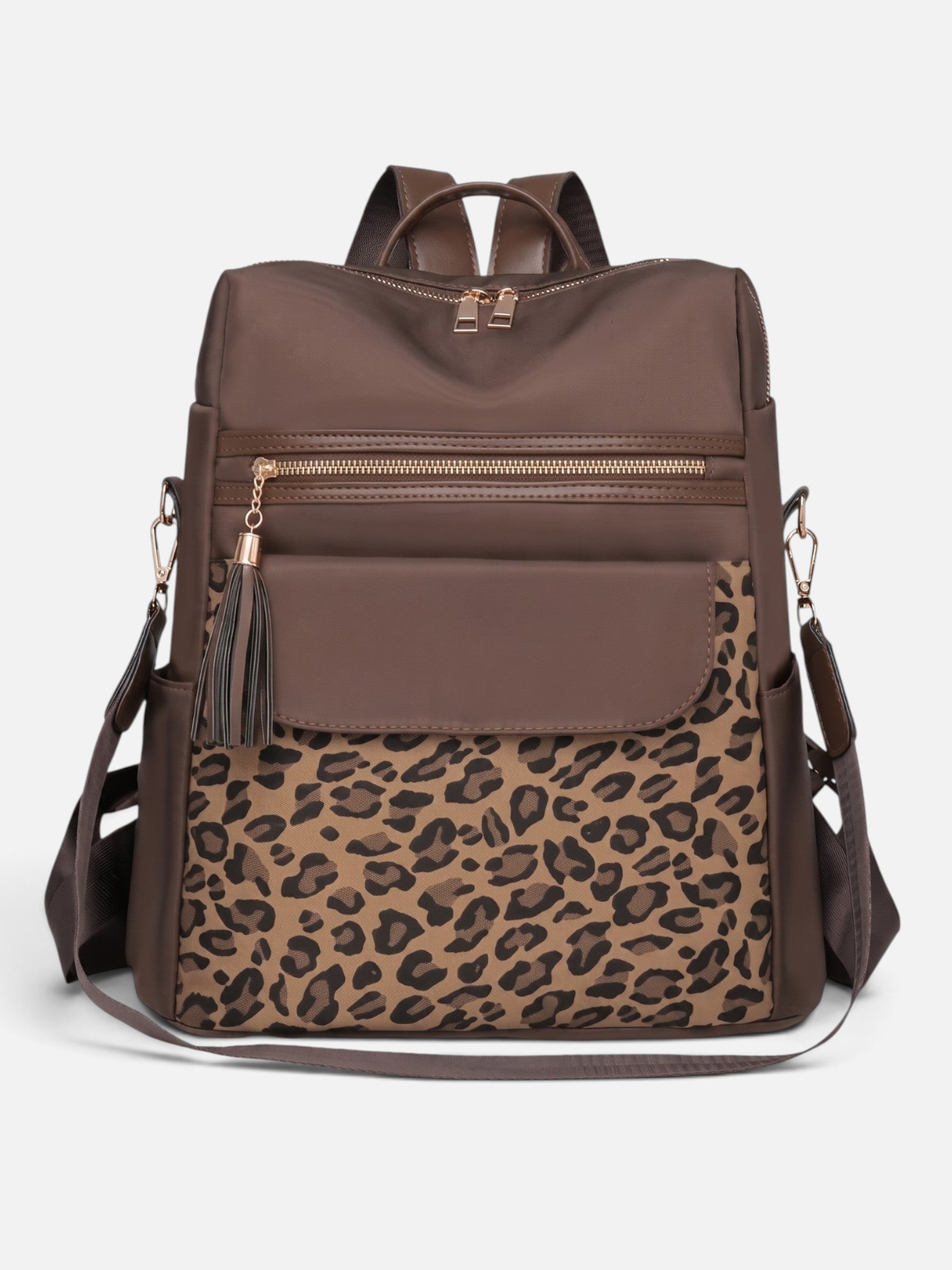 Sac à Dos Femme Imprimé Léopard à Pompon