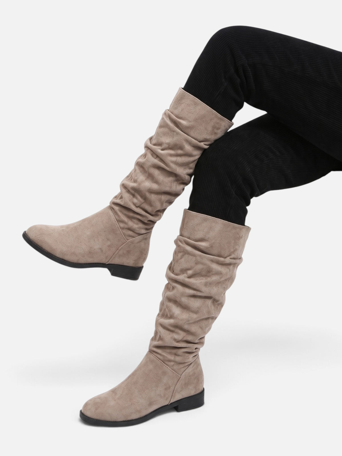 Bottes Hautes Femme Froncées Plates