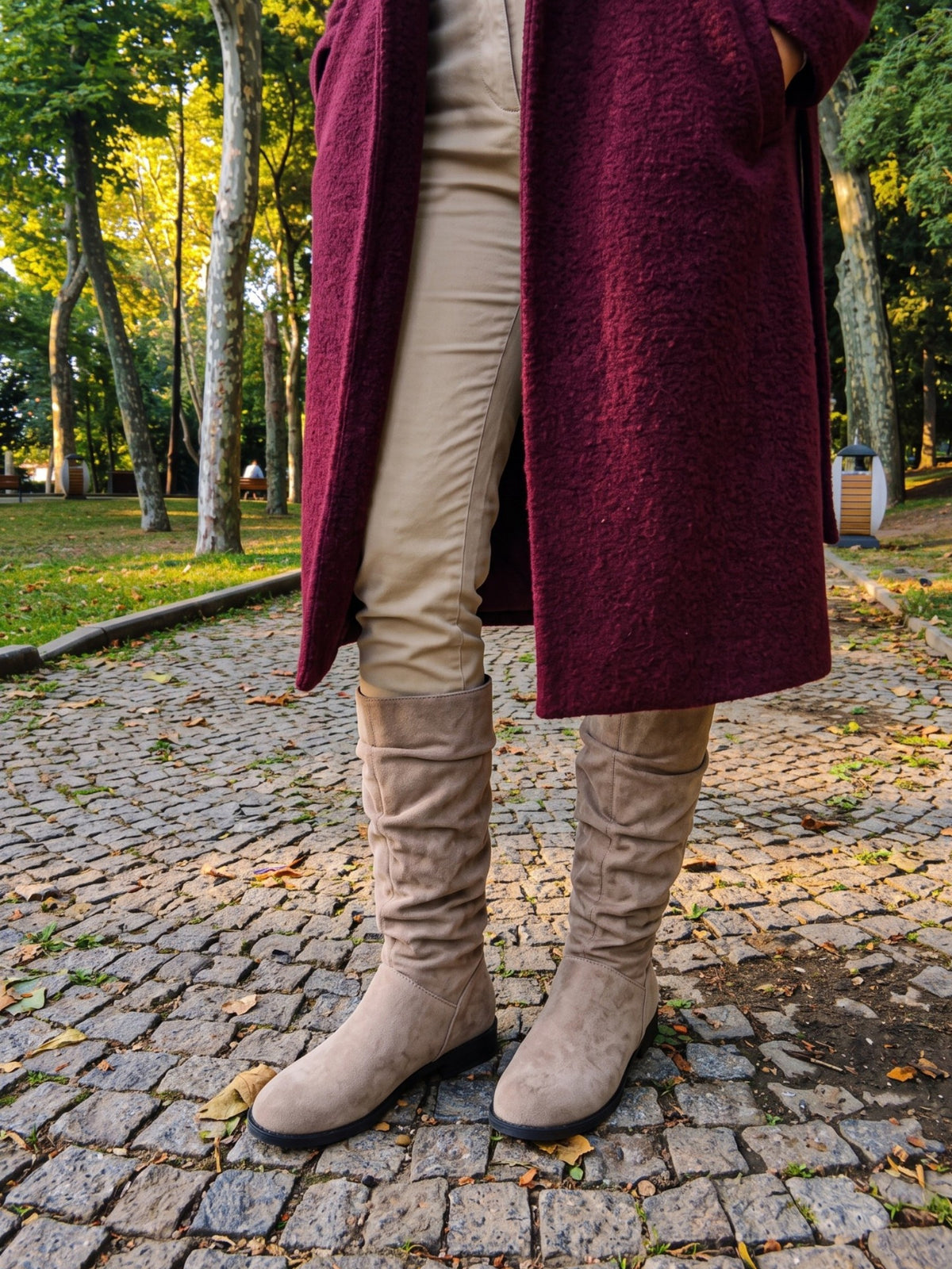 Bottes Hautes Femme Froncées Plates