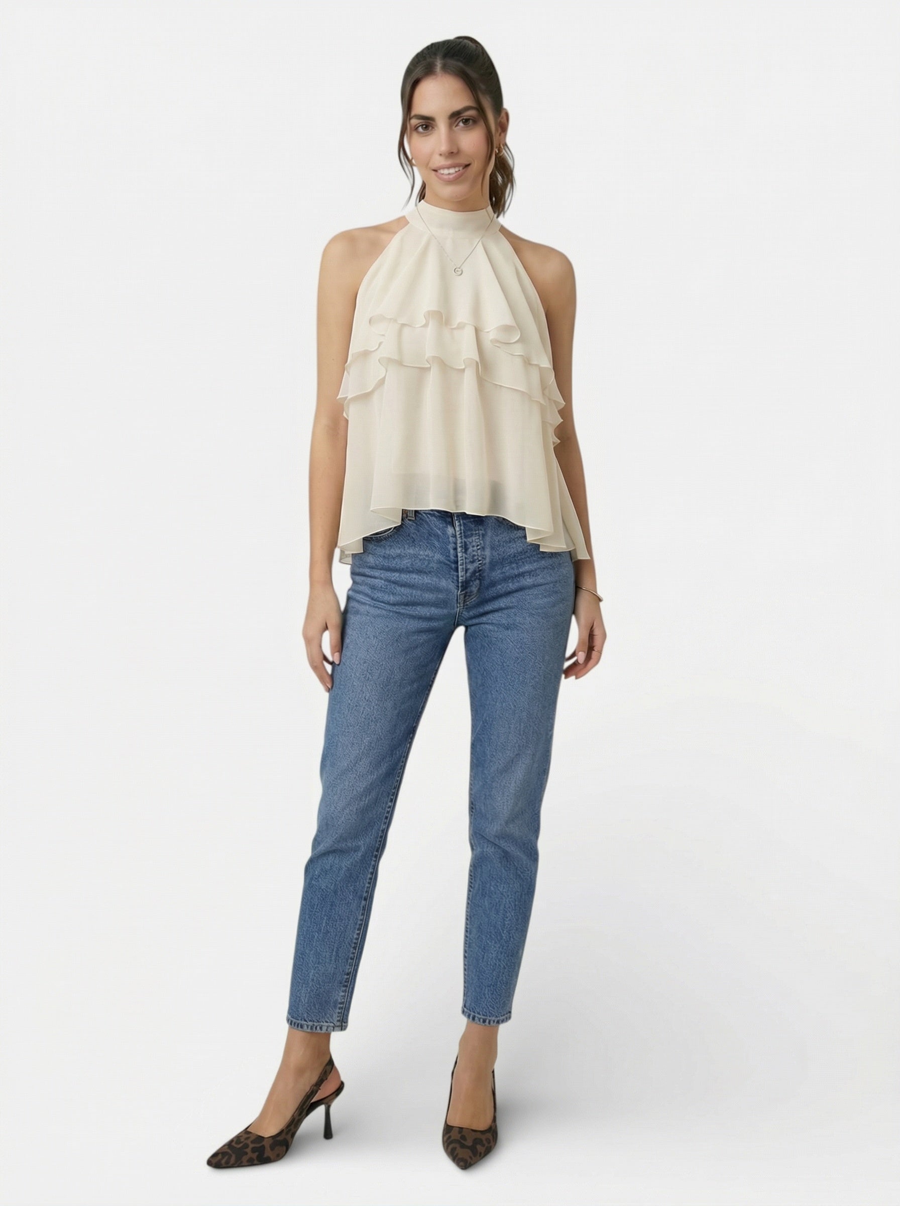 Escarpins léopard à bride arrière bout pointu pour femme