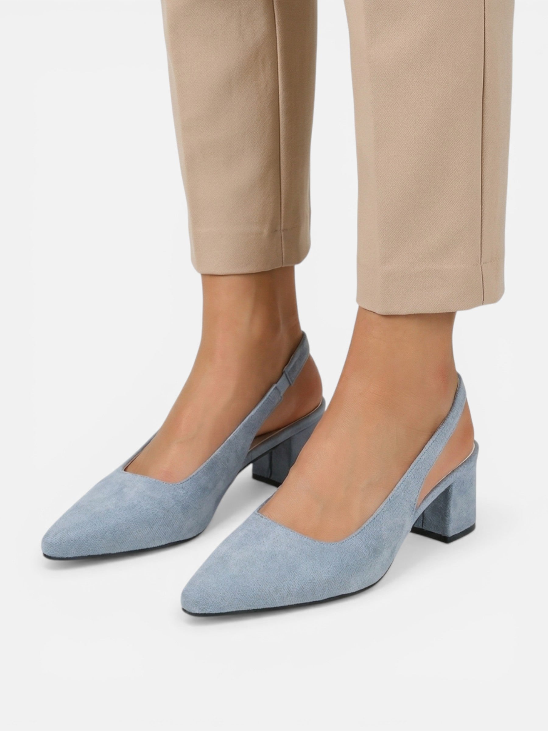 Escarpins femme slingback talon carré bout pointu confort élégants