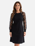 Robe Femme Noire Manches Longues en Tulle Brodé