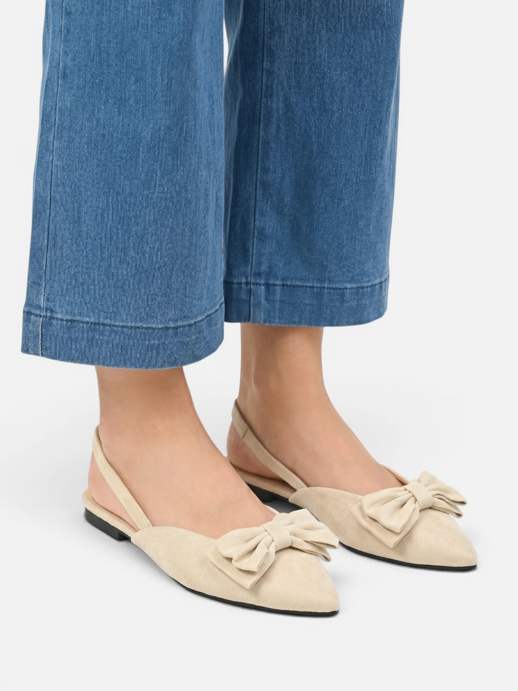 Ballerine slingback femme bout pointu et nœud décoratif